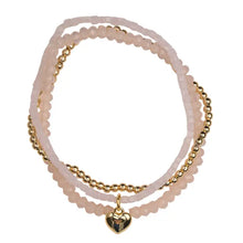 Set of 3 - Stone, 18k gold, charm bracelet