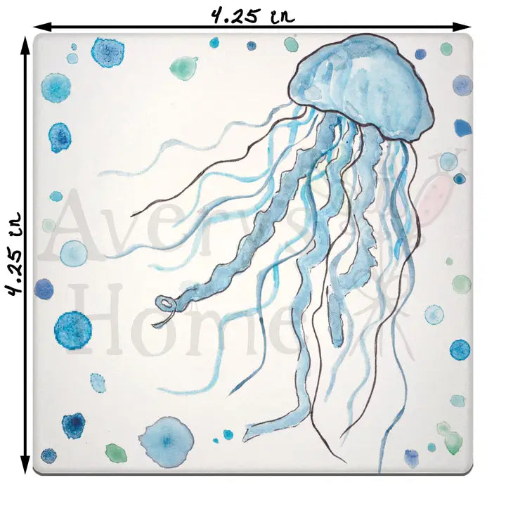 Water Absorbent Stone Coaster - Jellyfish
