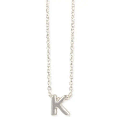 Silver Initial Charm Necklace - Letter K