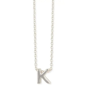 Silver Initial Charm Necklace - Letter K