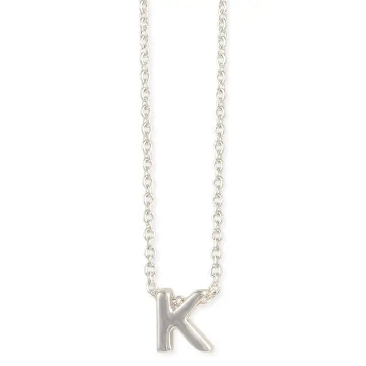 Silver Initial Charm Necklace - Letter K