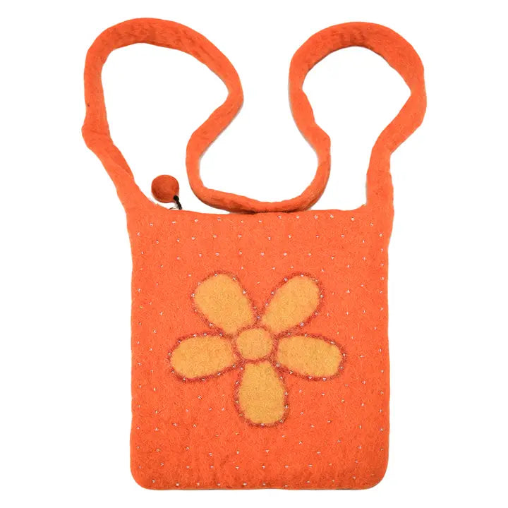 Flower with Beads Cross-Body Bag