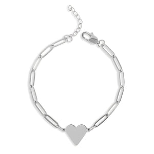 18K Pvd Coated Stainless Steel Paperclip Heart Bracelet - Stainless