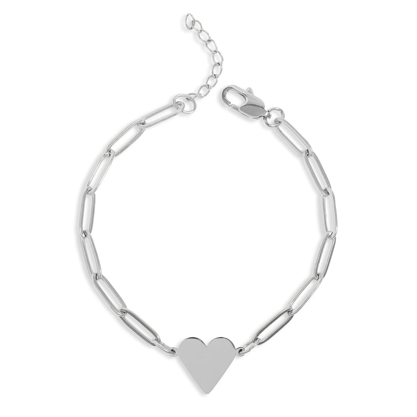 18K Pvd Coated Stainless Steel Paperclip Heart Bracelet - Stainless