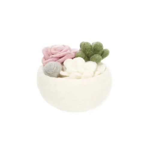 Felt Succulent Bowls - Pink Rose