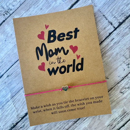 Best Mom in the World Wish Bracelet - Red