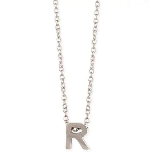 Silver Initial Charm Necklace - Letter R
