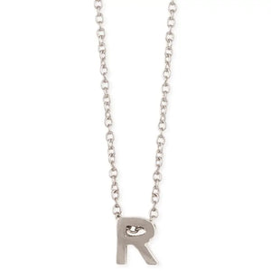 Silver Initial Charm Necklace - Letter R