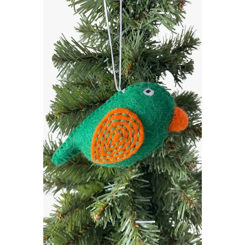 Felt Bird Ornament - Green