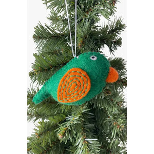 Felt Bird Ornament - Green