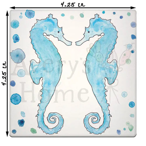 Water Absorbent Stone Coaster - Seahorse