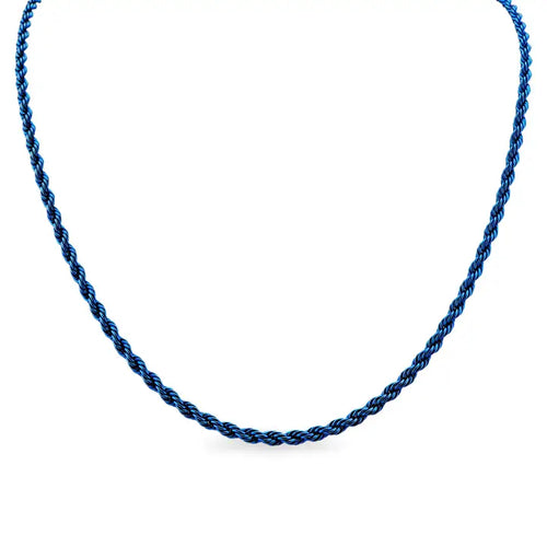 Stainless Steel Blue Rope Chain Necklace - 7mm/20