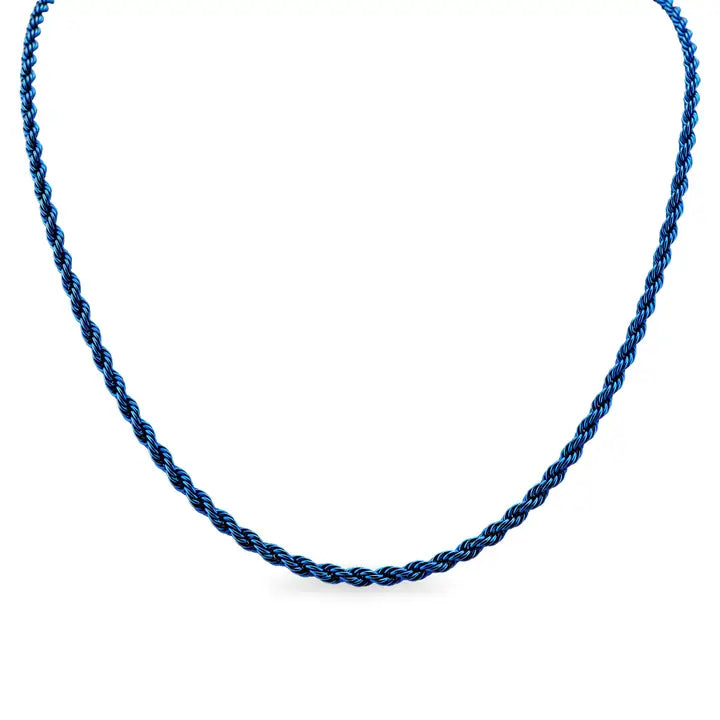 Stainless Steel Blue Rope Chain Necklace - 7mm/20