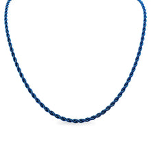 Stainless Steel Blue Rope Chain Necklace 4 mm - 20"