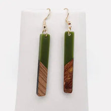 Resin Wooden Stick Pendant Earrings - Rectangle