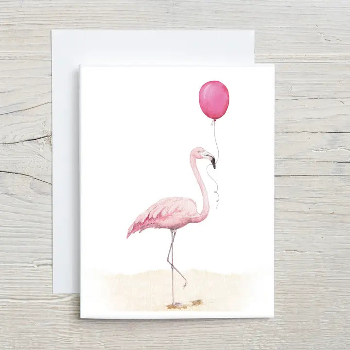 Flamingo with Pink Balloon Greeting Card