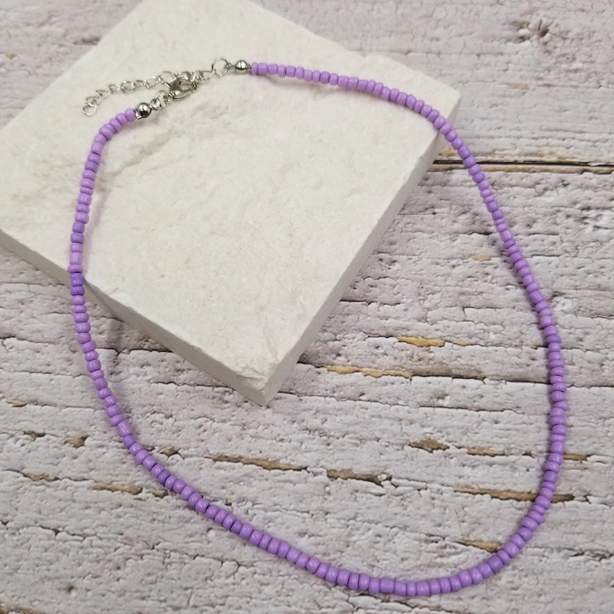 Boho Layered Colorful Seed Beads Necklace - Purple