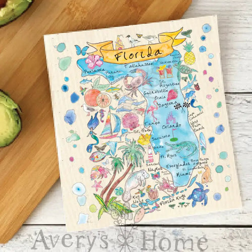 Florida State Map Swedish Dishcloth