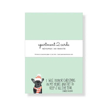 Frenchie with Charles Dickens Christmas Quote Holiday Notepad