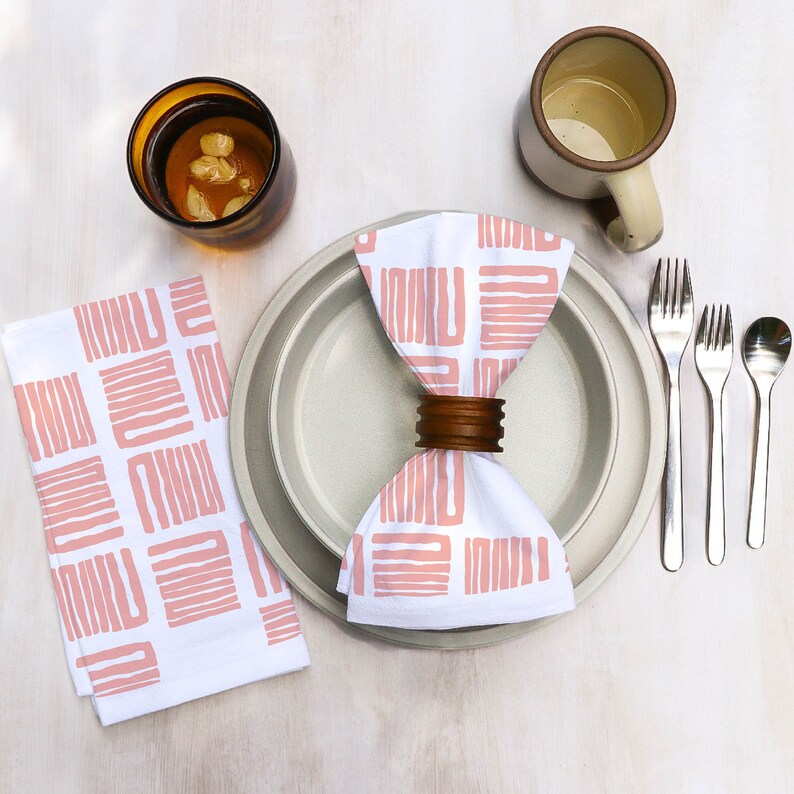 Geometric Print Napkin Set - Pink