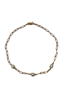 Chain and Pearl/Mother-Of-Pearl Choker