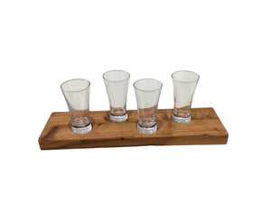 Australian Cypress Dessert/Flight Board with 4 Drink Glass
