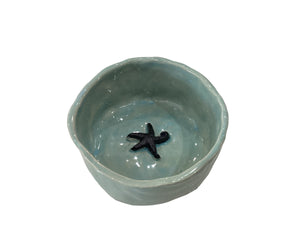 Teal Bowl with Starfish in Black