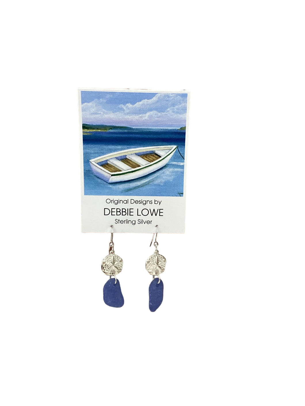 Blue Seaglass with Sand Dollars Earrings