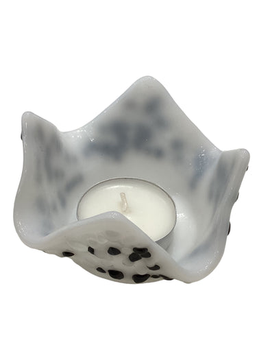 Votive/Small Cup Holder - Solid White & Black Dots