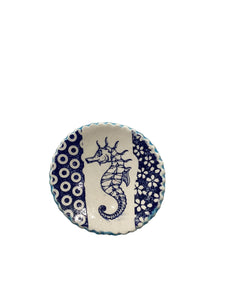 Blue Seahorse Small Round Trinket Dish