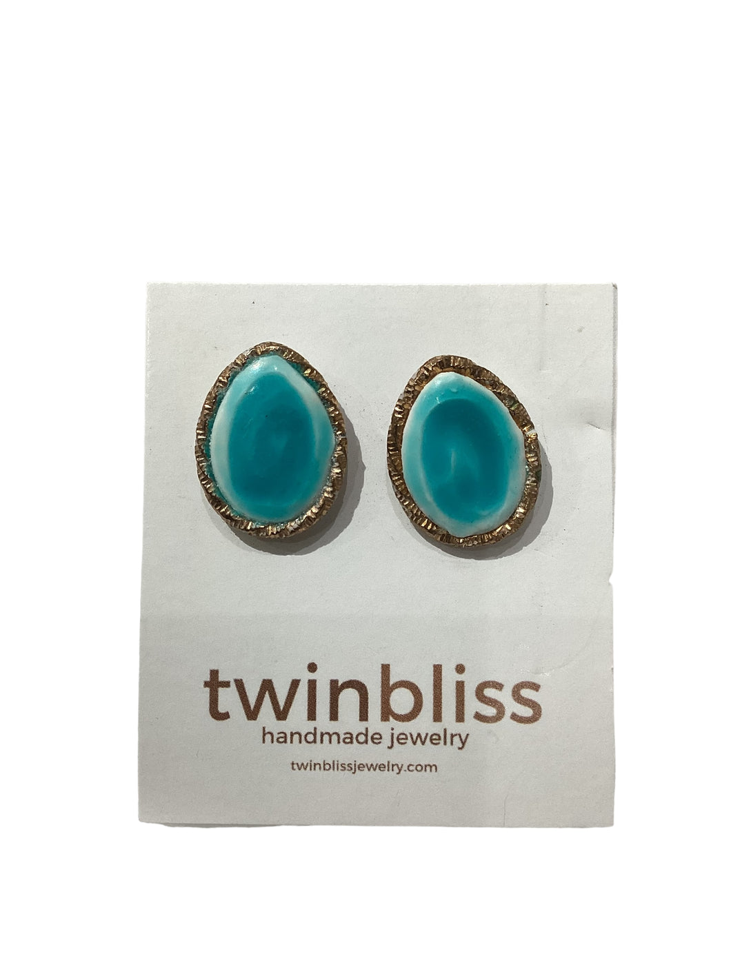 Earth & Sky Earrings- Turquoise Textured Gold Drop (Posts)