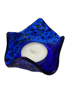 Votive/Small Cup Holder - Ocean Blue & Colored Frit