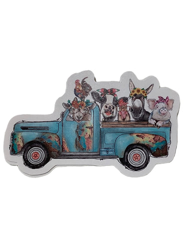 Truck Farm Animals Sticker