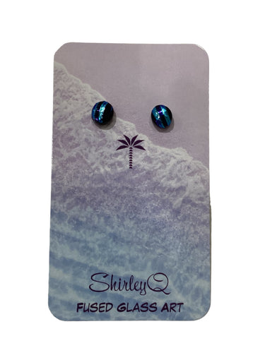 Dichro Stud Earrings - Blue