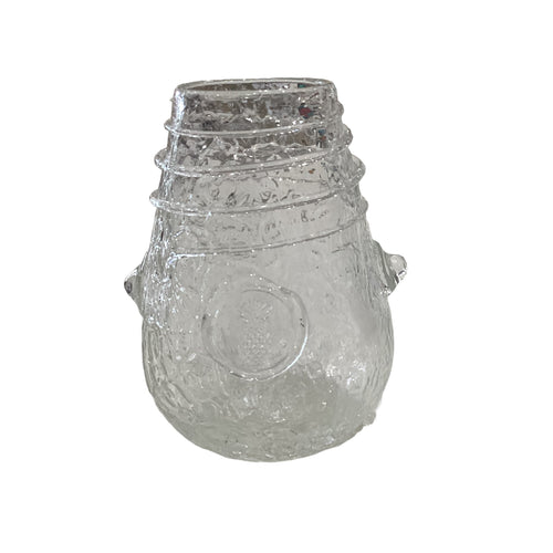 Clear Crackle Vase with Pineapple