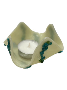 Votive/Small Cup Holder - Cream & Teal