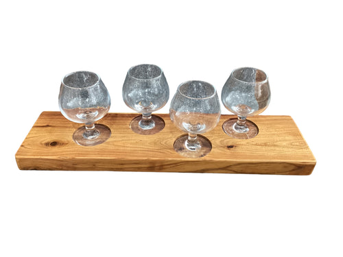 Australian Cypress Dessert/Flight Board with 4 Drink Glass