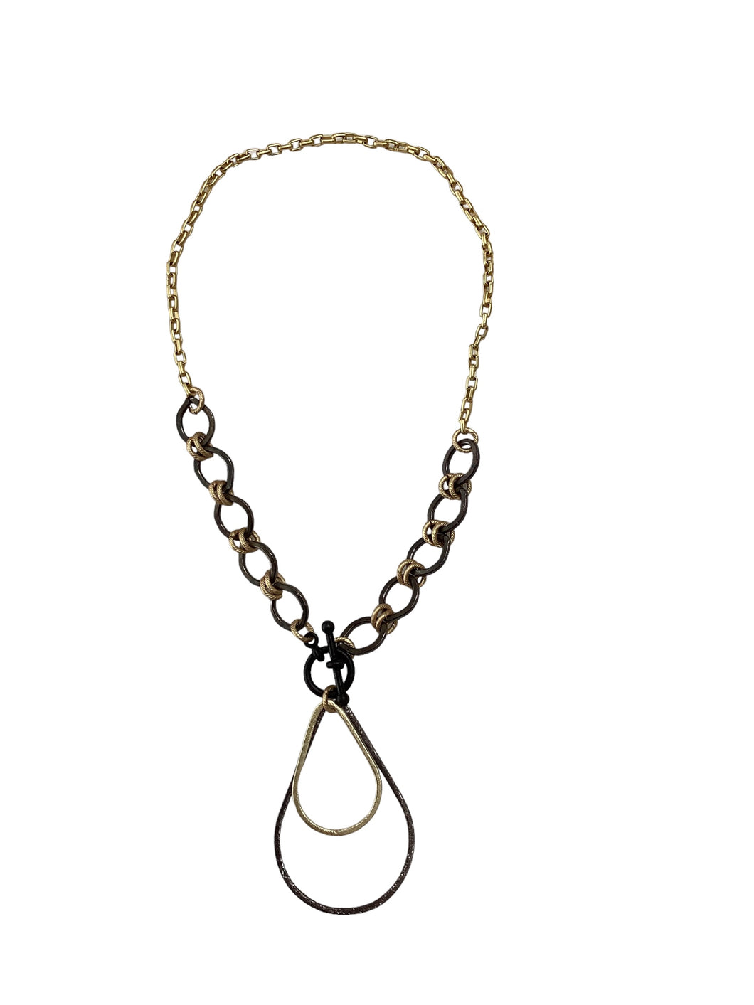 Black and Gold Chain with Toggle Clasp and Tear Drops Necklace
