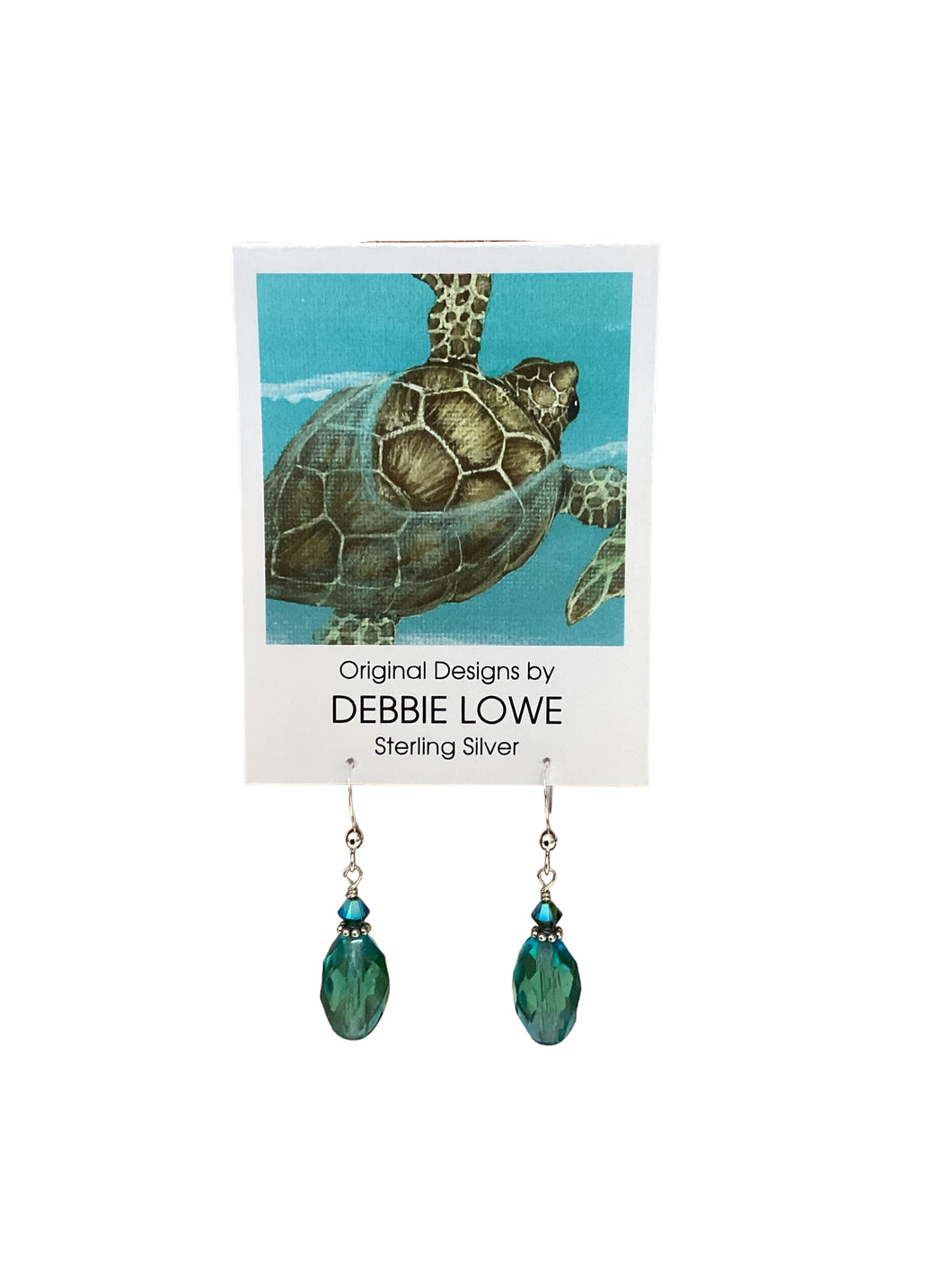 Oval Blue-Green Crystals Earrings