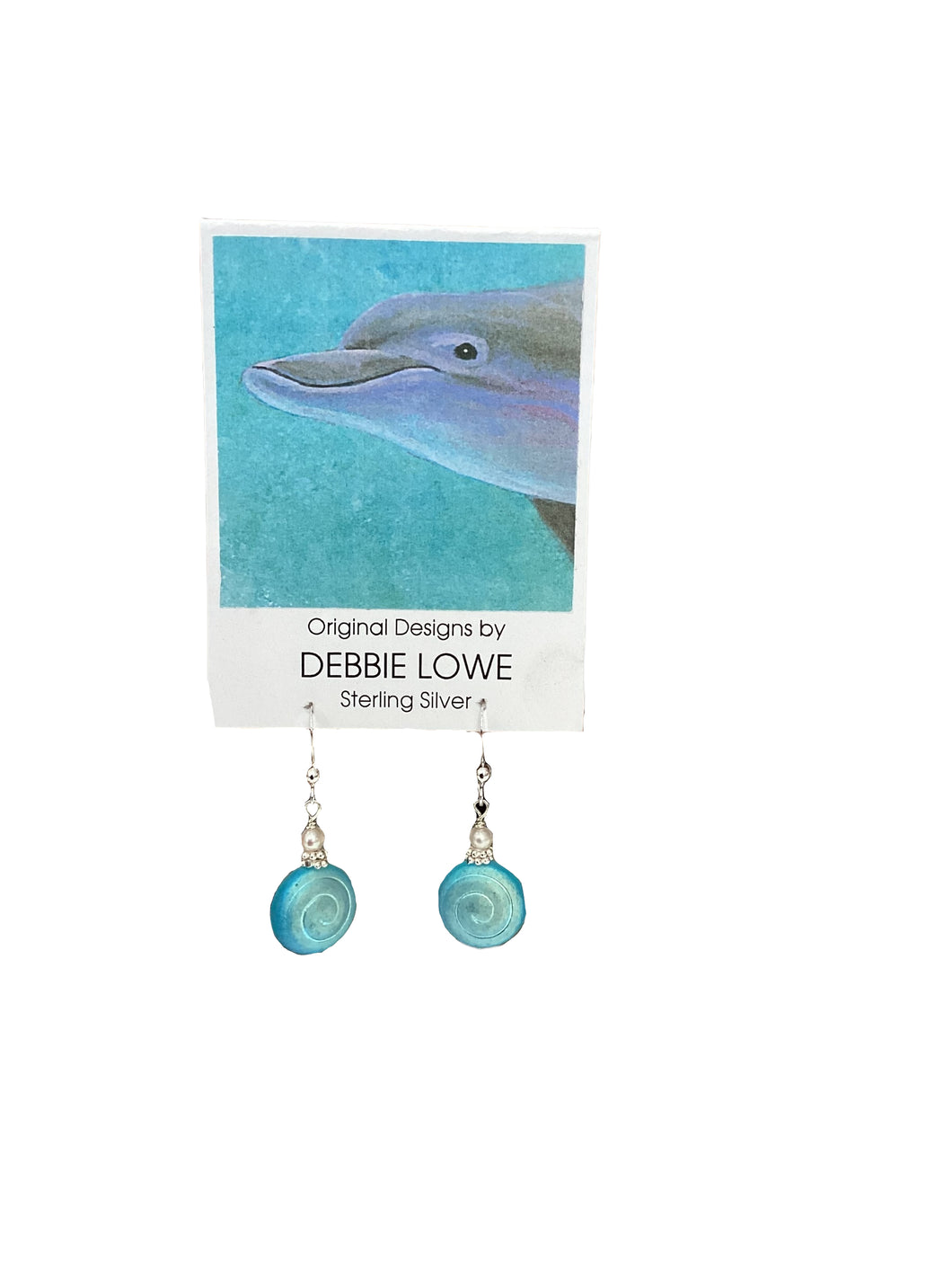 Turquoise Swirl with Pearl Earrings