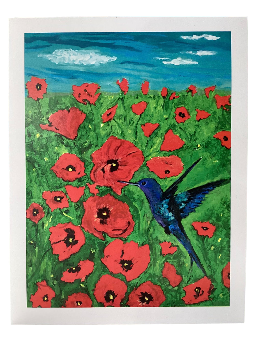 Poppies & Hummingbird - Note Card Set