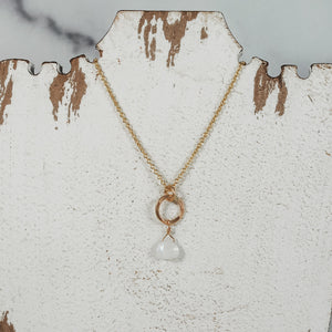 Petite Ring & Stone Pendant - gold-filled