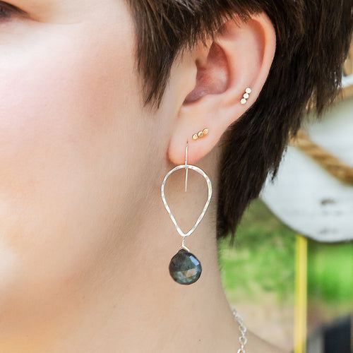 Teardrop and Semi-Precious Stone Earrings - sterling silver