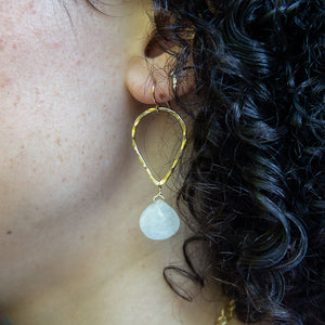 Teardrop and Semi-Precious Stone Earrings - gold-filled