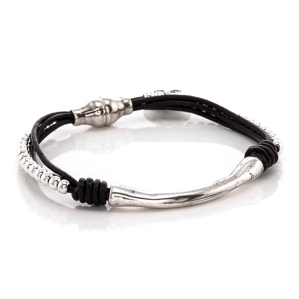 Cool Aesthetic Black Leather Bracelet