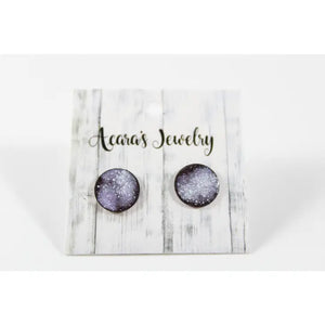 Purple and White Enameled  studs
