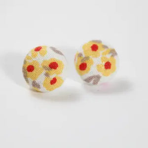 Mini Yellow and Orange Flower Button Earrings