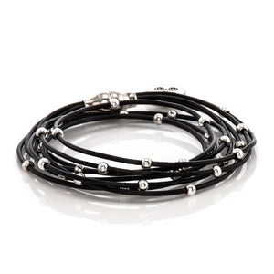 Delicate Black Leather Double Wrap Bracelet