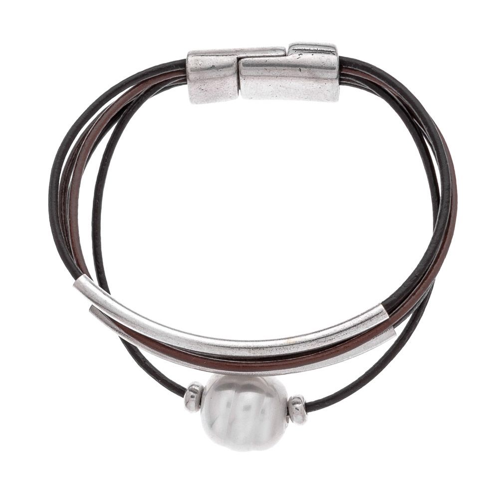 Opposites Attract Cultured Pearl & Leather Bracelet