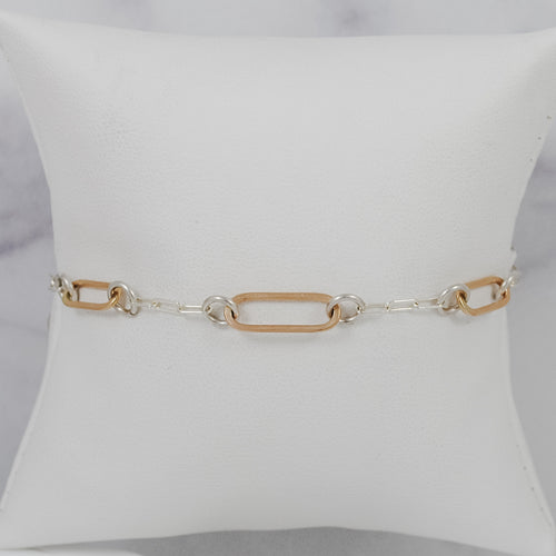 Paperclip Floating Link Bracelet - mixed metals